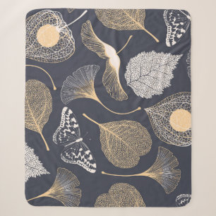 Ginkgo Leaves: Seamless Floral Elegance. Sherpa Blanket