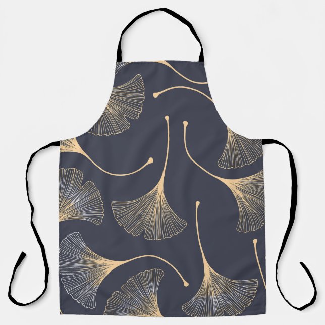 Ginkgo Leaves Seamless Floral Pattern Apron (Front)