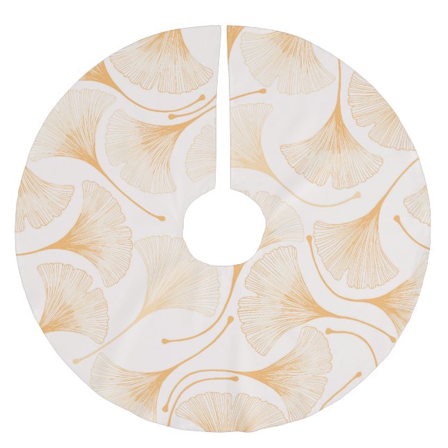 Ginkgo Leaves: Seamless Floral Pattern. Brushed Polyester Tree Skirt (Front)