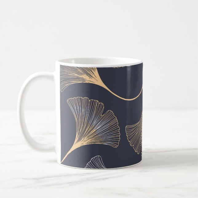 Ginkgo Leaves Seamless Floral Pattern Coffee Mug (Left)