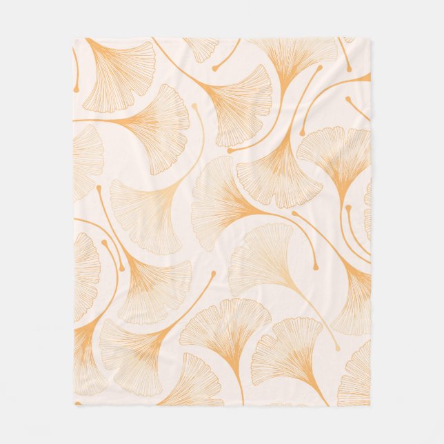 Ginkgo Leaves: Seamless Floral Pattern. Fleece Blanket (Front)
