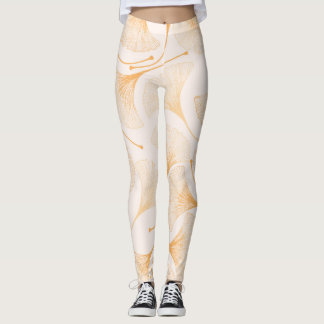 Ginkgo Leaves: Seamless Floral Pattern. Leggings