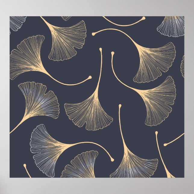 Ginkgo Leaves Seamless Floral Pattern Poster (Front)