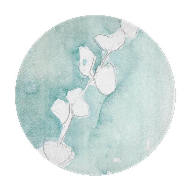 Ginkgo on Dusty Teal - White Cutting Board (Front)
