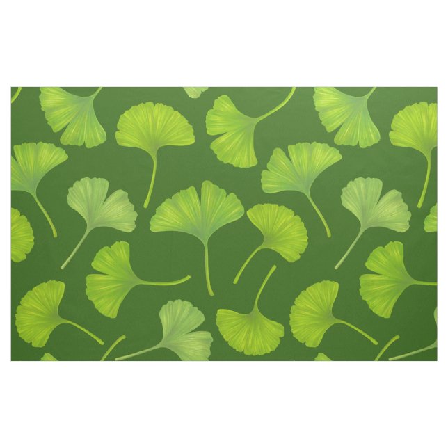 Ginkgo pattern on dark green fabric (Fat Quarter)