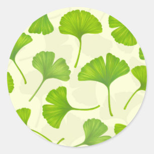 Ginkgo pattern on off white classic round sticker