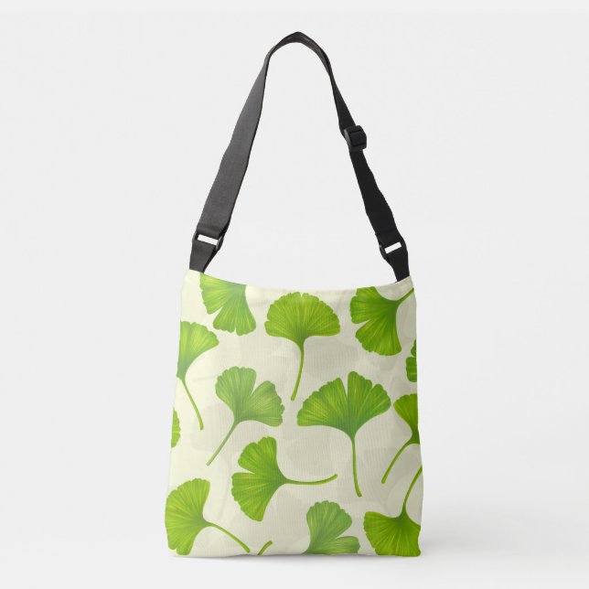 Ginkgo pattern on off white crossbody bag (Front)