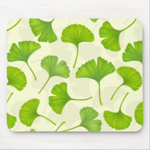 Ginkgo pattern on off white mouse pad