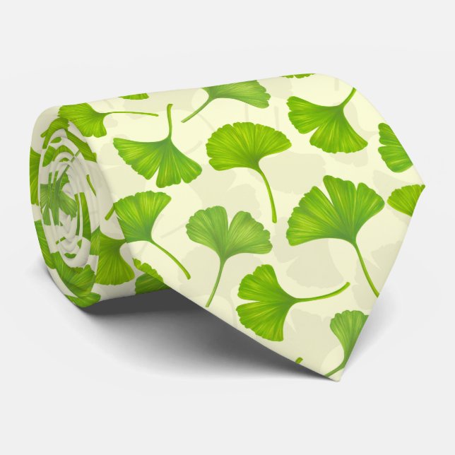 Ginkgo pattern on off white tie (Rolled)