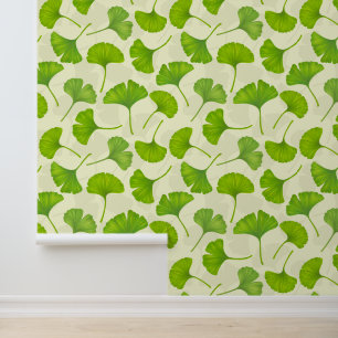 Ginkgo pattern on off white wallpaper