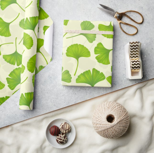 Ginkgo pattern on off white wrapping paper (Crafts)
