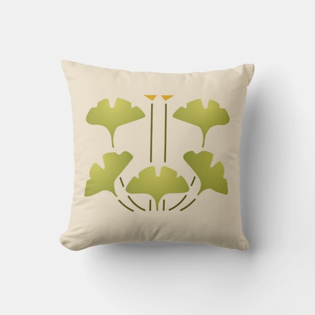 Ginkgo Stencil Cushion (Front)