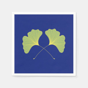 Ginkgo Tree Leaves Blue and Green Napkin