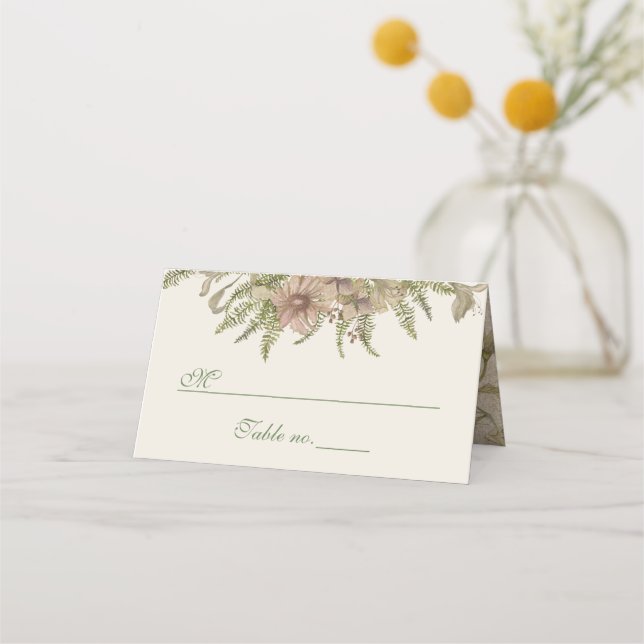 Ginkgo Watercolor Floral Wedding Place Card (Front)