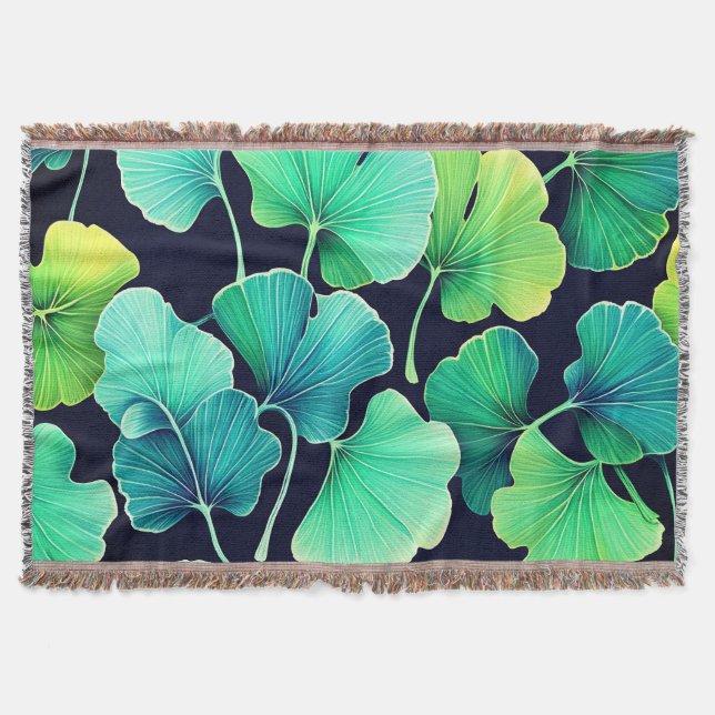 Ginko biloba leaves  throw blanket (Front)
