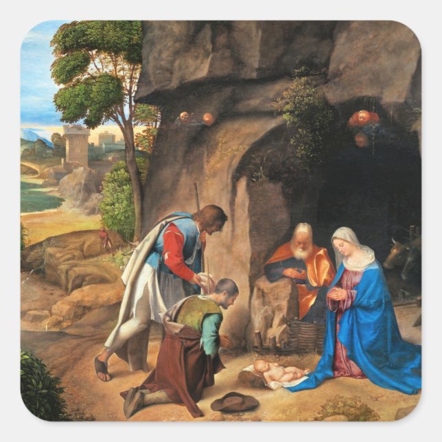 Giorgione - The Adoration of the Shepherds Square Sticker (Front)