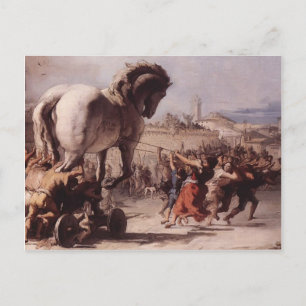 Giovanni Tiepolo- Procession of the Trojan Horse Postcard