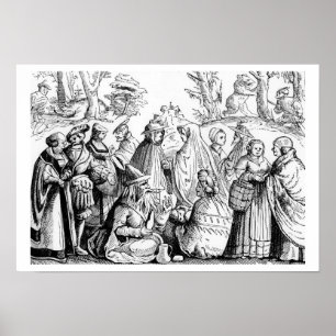 Gipsies fortune telling, after a woodcut in 'Cosmo Poster