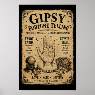 Gipsy Fortune Teller Vintage Halloween Prop. Poster