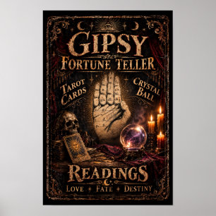 Gipsy Fortune Teller Vintage Halloween Prop. Poster