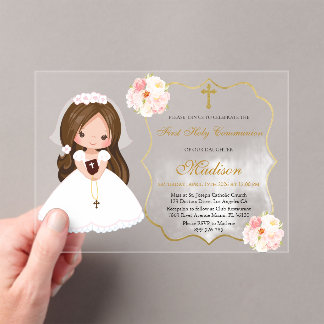 Gir First Holy Communion Acrylic invitation