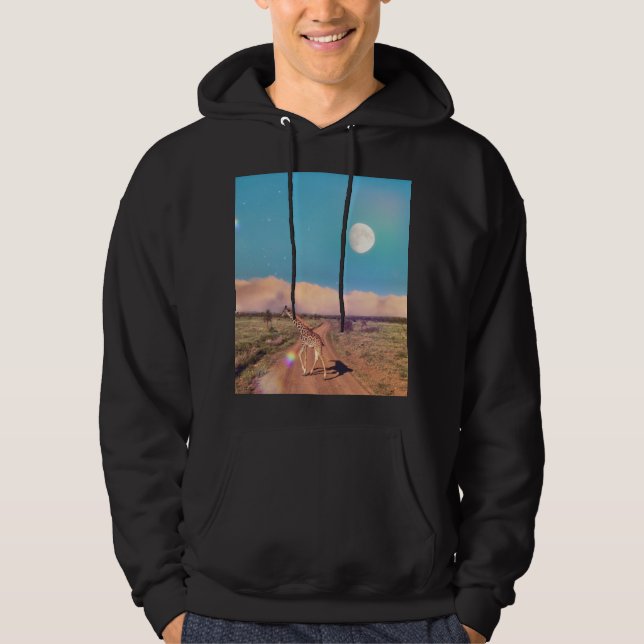 Girafe In Serengeti  - Rising Moon Hoodie (Front)