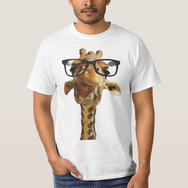 giraff in glasses funny t-shirt design gift idea (Front)