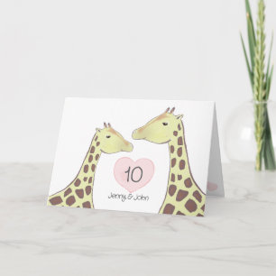 Giraffe 10th Tin Wedding Anniversary  Card