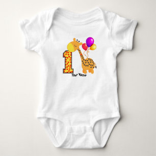 Giraffe 1st Birthday Customise Baby Bodysuit