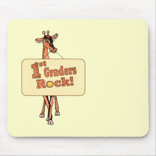 Giraffe “1st Graders Rock” Design Mouse Pad