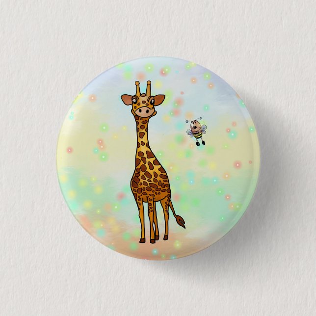 Giraffe  3 cm round badge (Front)