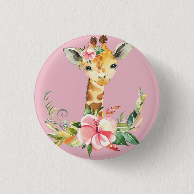 Giraffe 3 Cm Round Badge (Front)