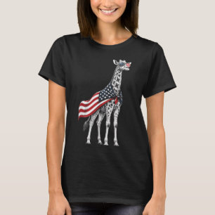 Giraffe 4th Of July Aamerican Flag Patriotic T-Shirt
