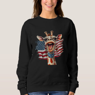 Giraffe 4th Of July Party  American Flag Patriotic Sweatshirt