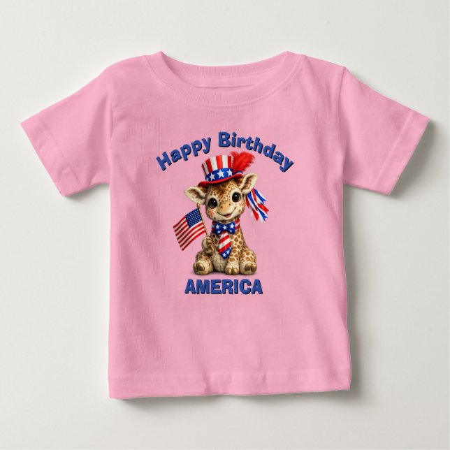 Giraffe (5am) Patriotic Kid T-Shirt (Front)