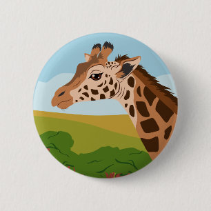 Giraffe 6 Cm Round Badge