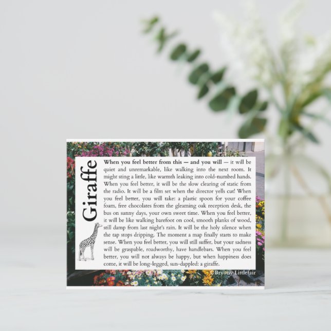 Giraffe - A poem about recovery Postcard (Standing Front)