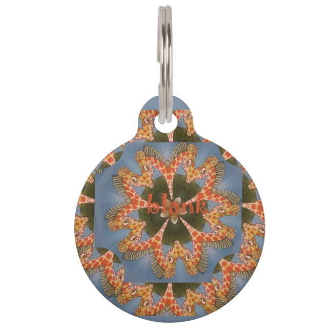 Giraffe Abstract Art Print Pet Tag (Back)