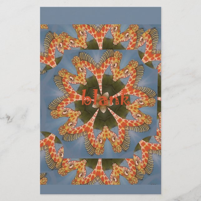 Giraffe Abstract Art Print Stationery (Front)
