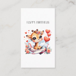 Giraffe Aeroplane Birthday Business Card