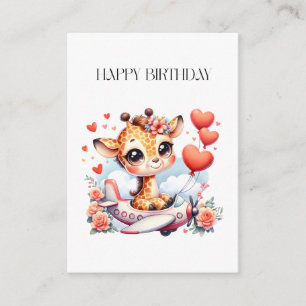 Giraffe Aeroplane Birthday Enclosure Card