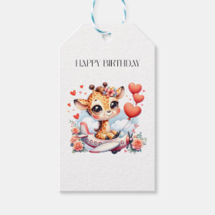 Giraffe Aeroplane Birthday Gift Tags