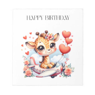 Giraffe Aeroplane Birthday Notepad