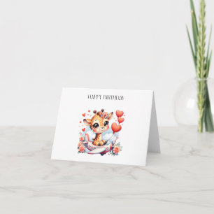 Giraffe Aeroplane Birthday Thank You Card