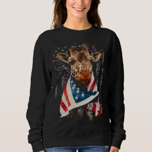 Giraffe American Flag 4th July Independence Americ Sweatshirt