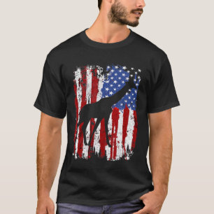 Giraffe American Flag T-Shirt