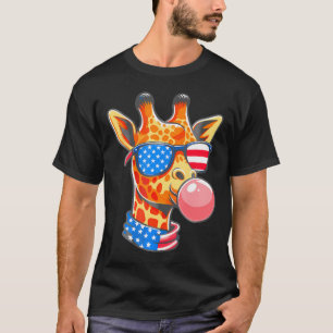 Giraffe American Flag Usa Of America Us 4Th Of Jul T-Shirt