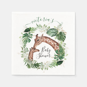 Giraffe and Baby Jungle Baby Shower paper plates Napkin