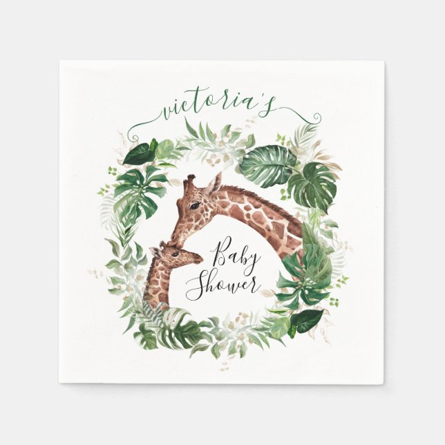 Giraffe and Baby Jungle Baby Shower paper plates Napkin (Front)