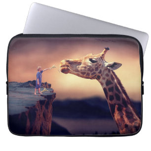 Giraffe and Boy Laptop Sleeve